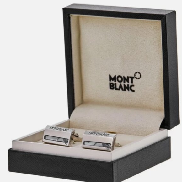 Montblanc 925 Sterling Silver Collection Cufflinks With Crystal Inlay - Picture 2 of 2